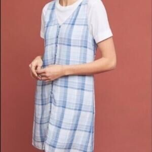 Anthropologie Cloth and Stone Plaid Blue Dress XS